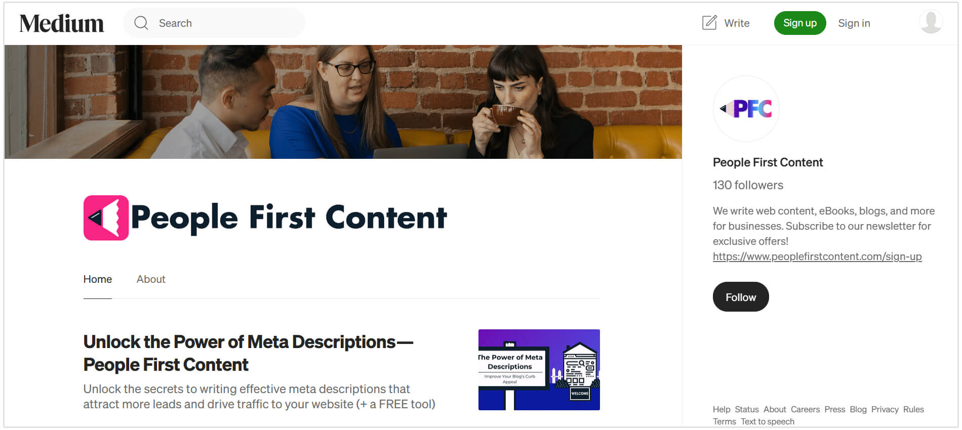 People First Content Medium page